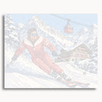 Numbered canvas preview for Alpine Skiing, showing outlined painting sections and color numbers.