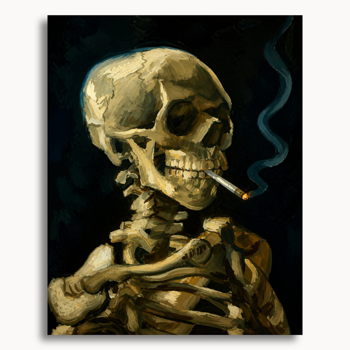 Head Of A Skeleton With A Burning Cigarette