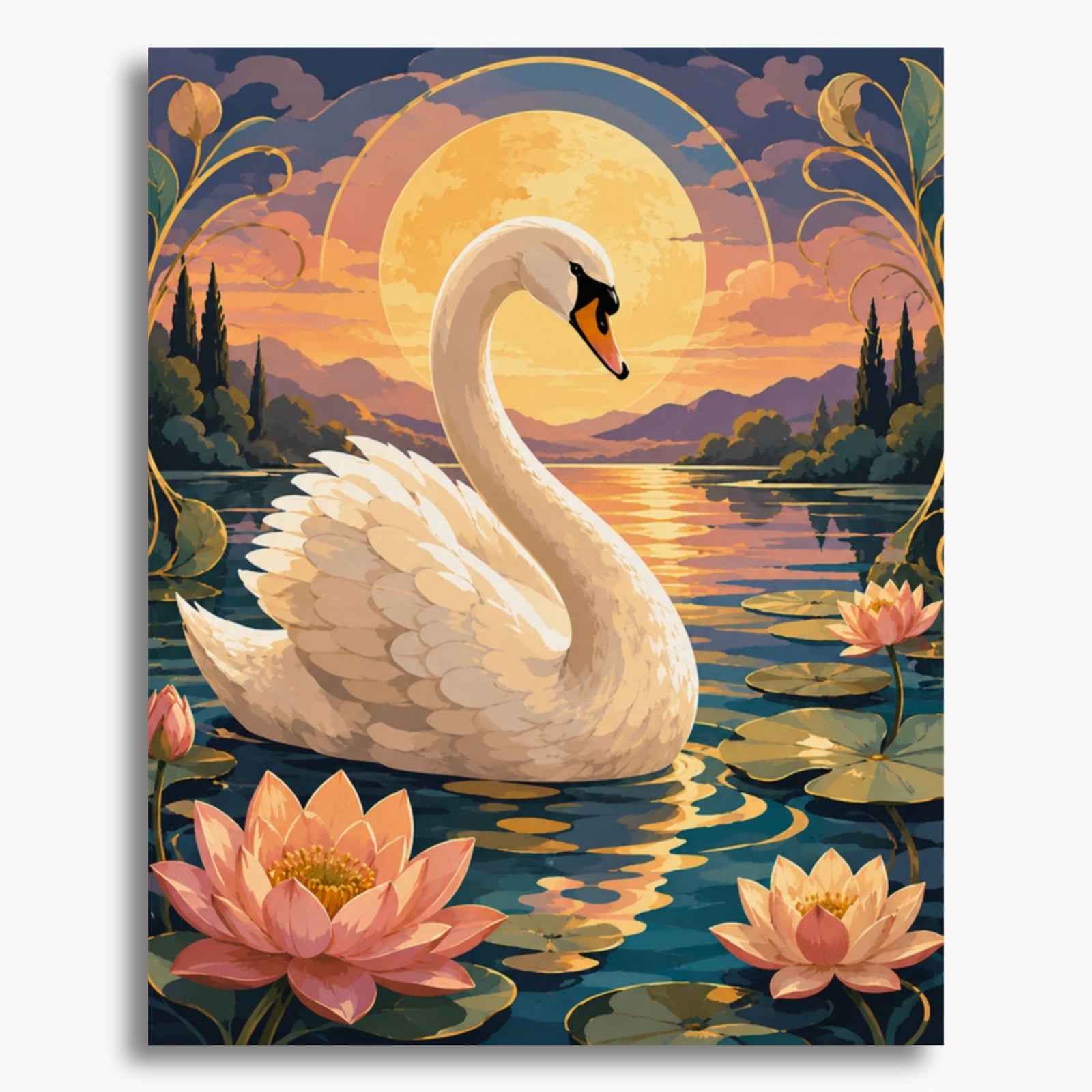 Cygne au clair de lune