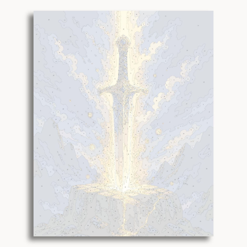 Numbered canvas preview for the Sacred Sword paint by numbers kit