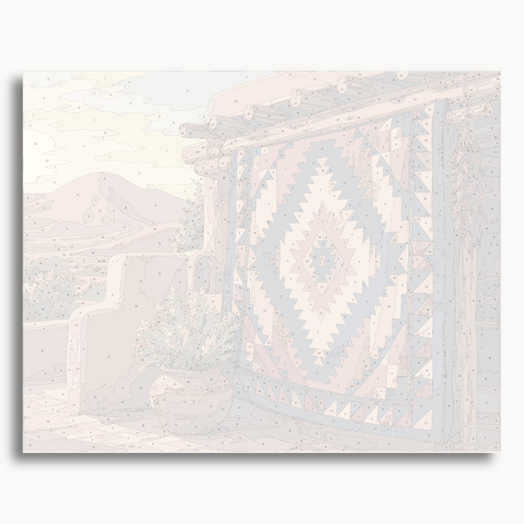 Numbered canvas preview for the Southwestern Blanket paint by numbers kit