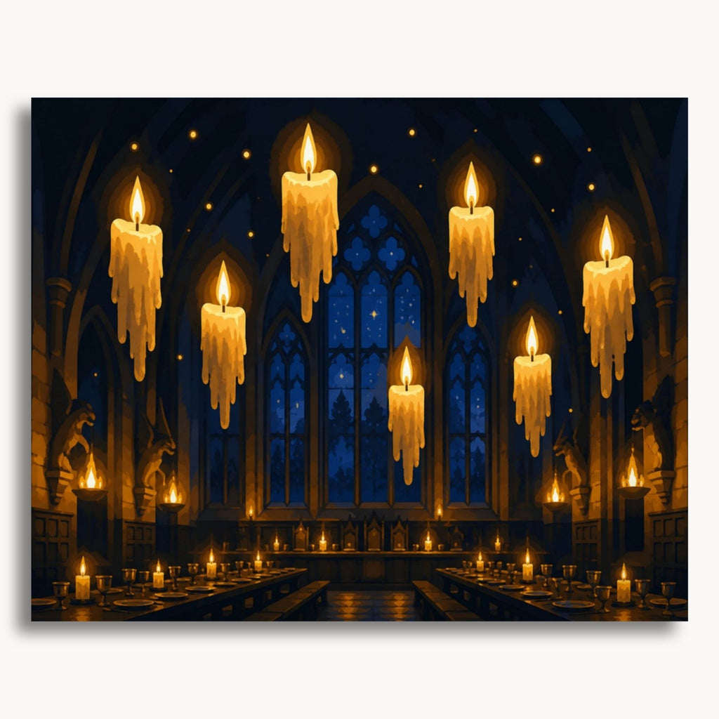 Floating Candles paint by numbers artwork on canvas