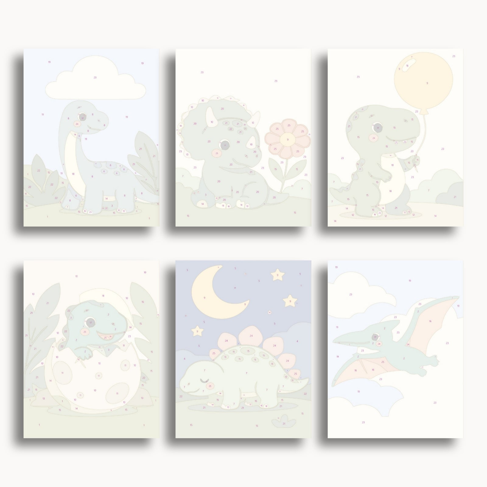 Cute Dinosaurs Mini Paint By Numbers Set