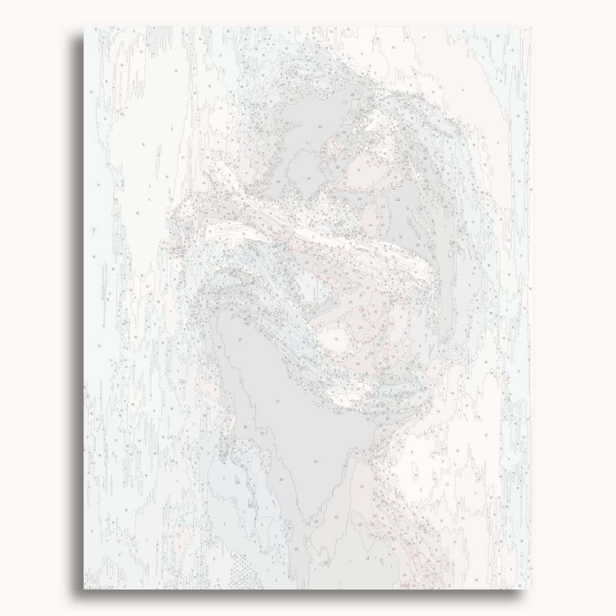 Numbered canvas preview for Wrapped in You, showing outlined painting sections and color numbers.