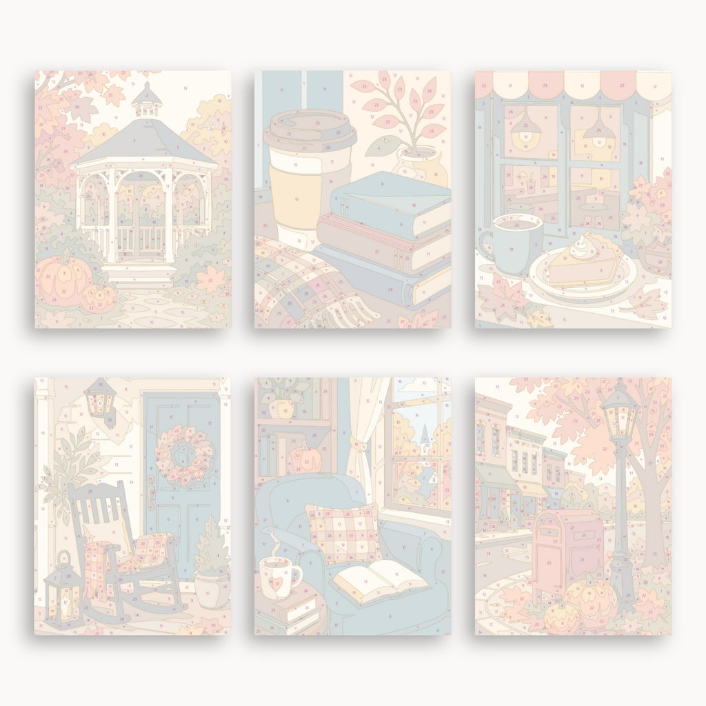 Numbered mini canvas previews for the Autumn Cozy set