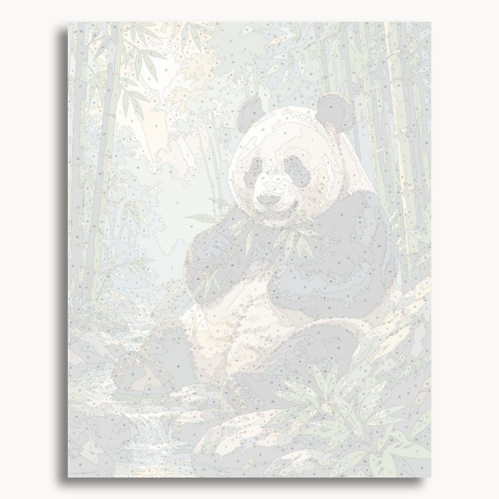 Numbered canvas preview for the Bamboo Panda paint by numbers kit