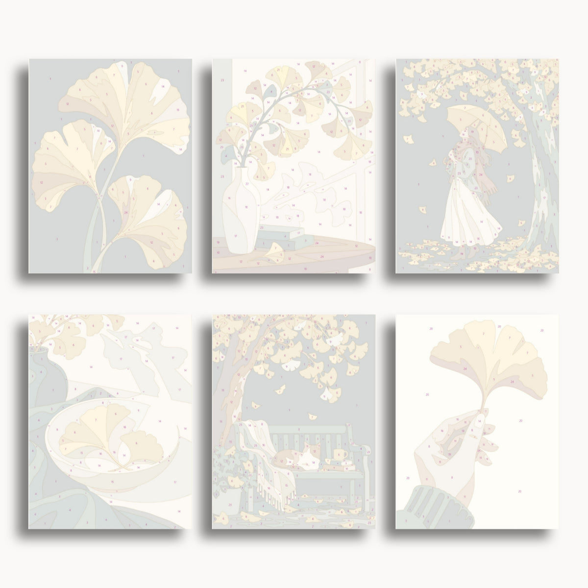 Ginkgo Herbst Mini-Malen-nach-Zahlen-Set