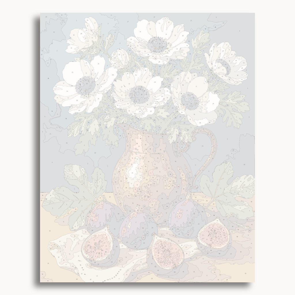 Numbered canvas preview for the Anemones And Figs paint by numbers kit
