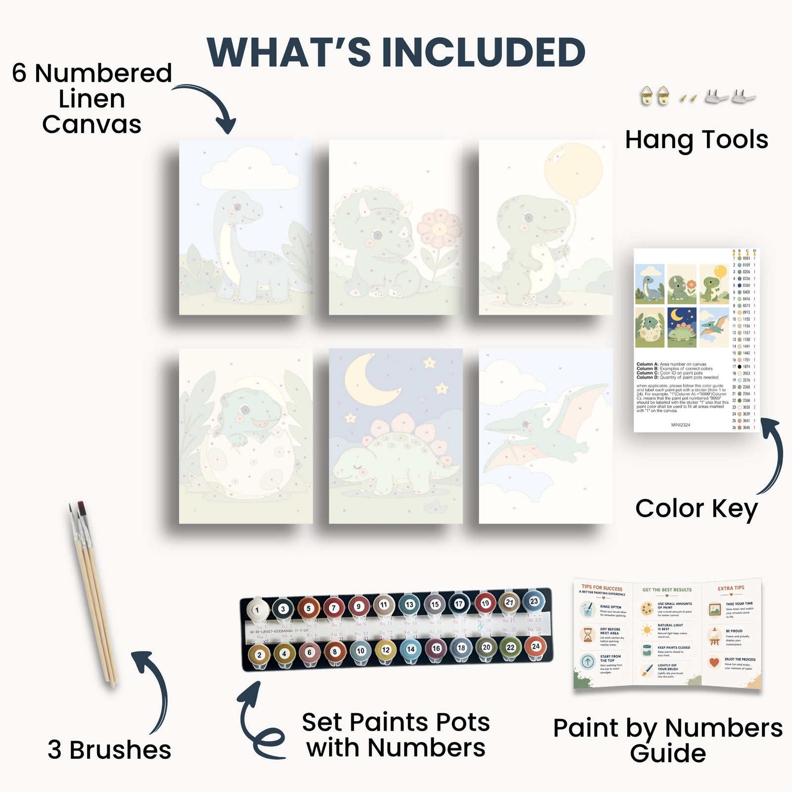 Cute Dinosaurs Mini Paint By Numbers Set
