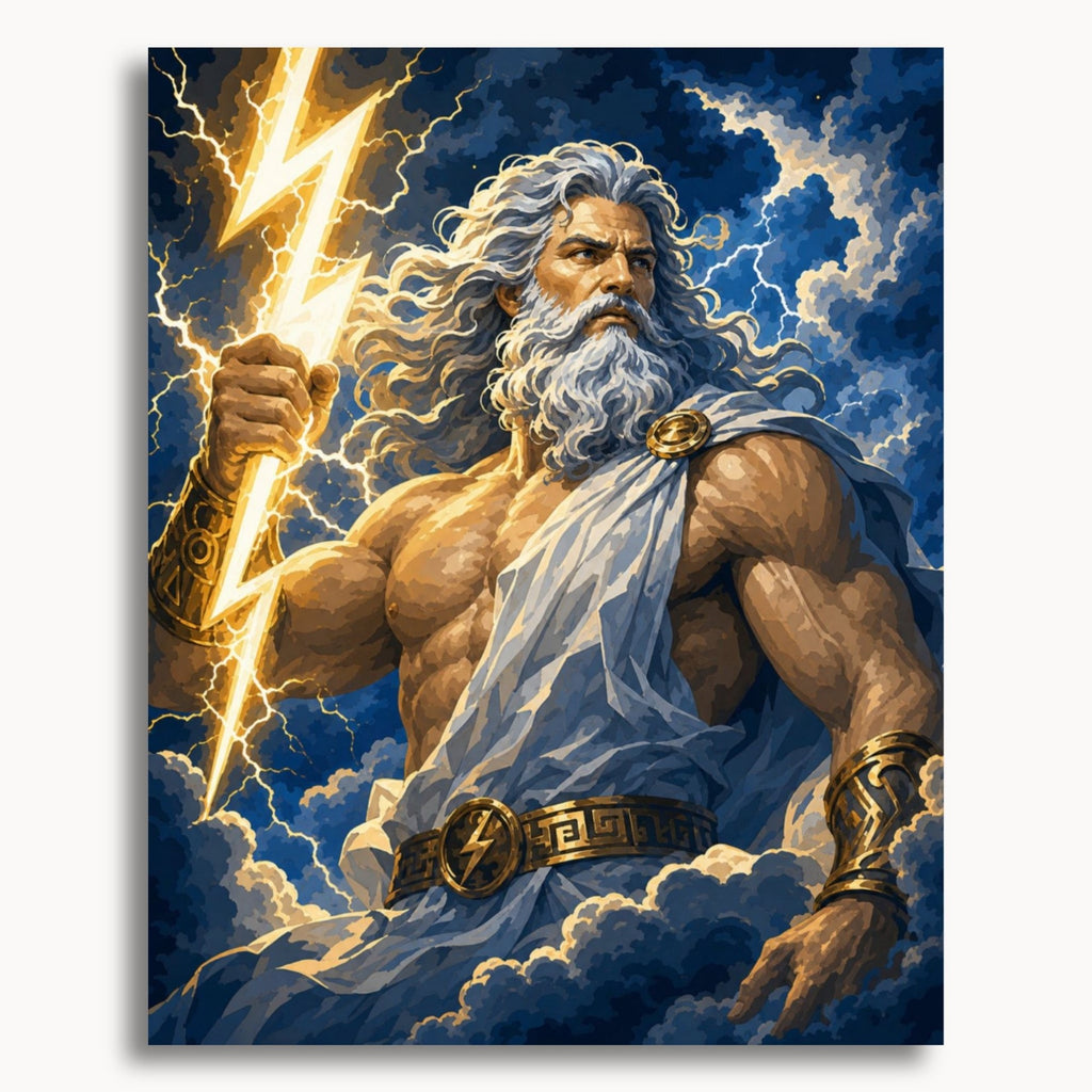 Thunder God paint by numbers artwork on canvas