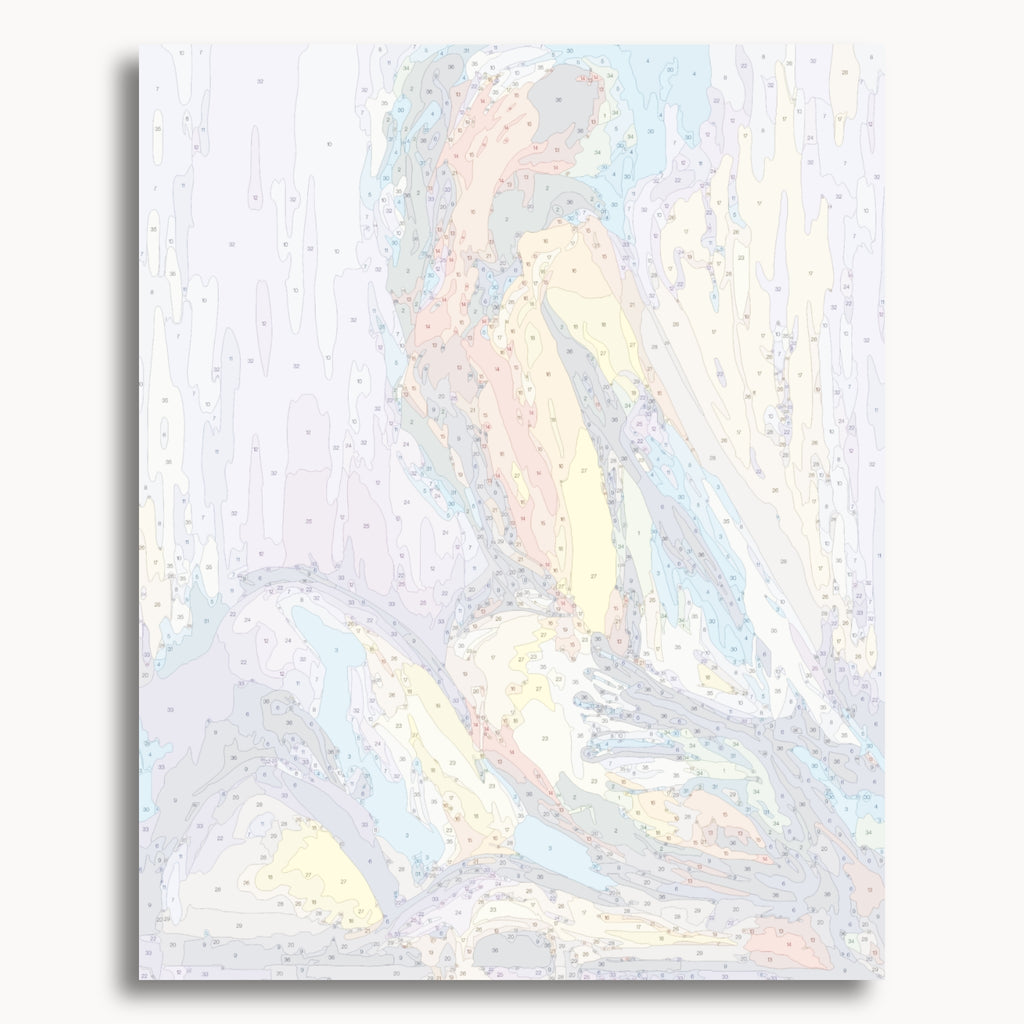 Numbered canvas preview for Color of Sin, showing outlined painting sections and color numbers.