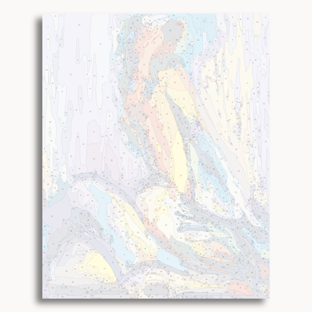 Numbered canvas preview for Color of Sin, showing outlined painting sections and color numbers.