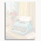 Vista previa del lienzo numerado para Vintage Typewriter, que muestra secciones de pintura delineadas y números de color.