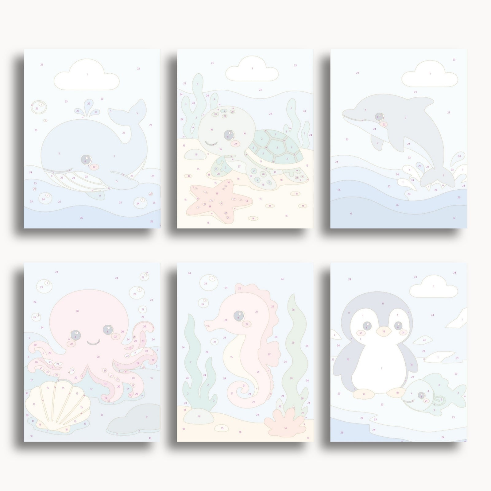 Cute Sea Animals Mini Paint By Numbers Set