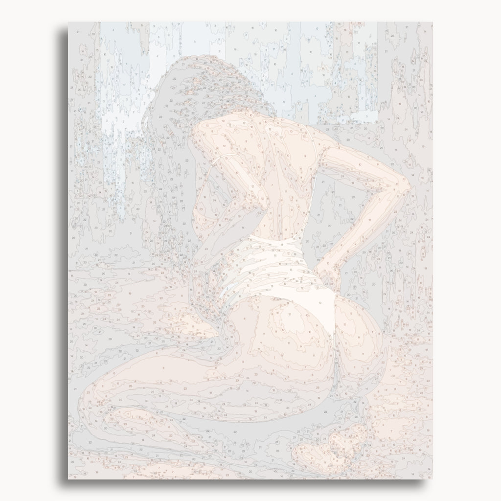 Numbered canvas preview for Hands Off, showing outlined painting sections and color numbers.