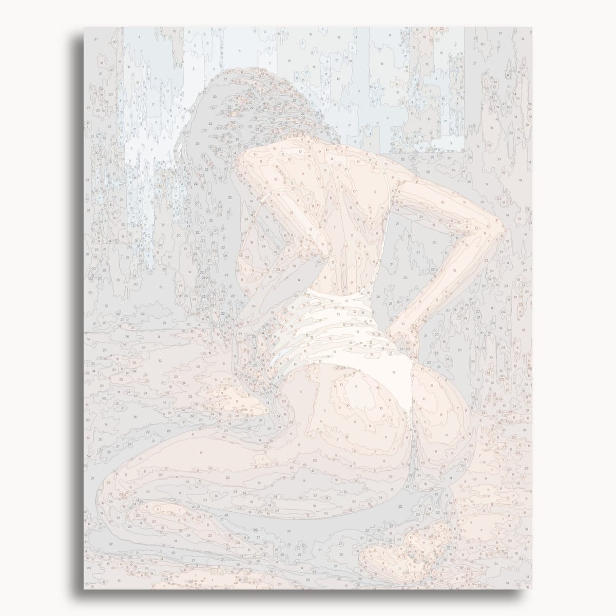 Numbered canvas preview for Hands Off, showing outlined painting sections and color numbers.