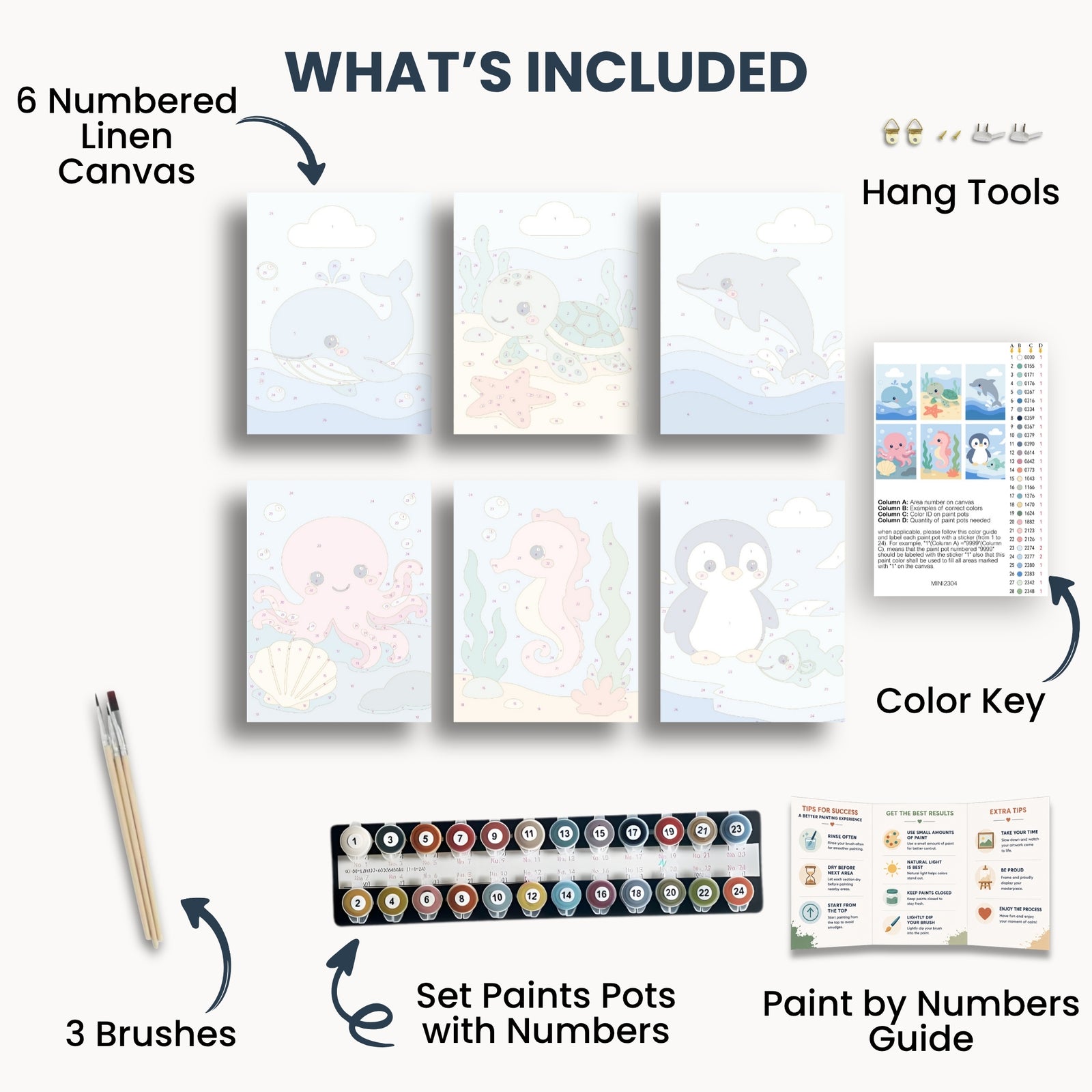 Cute Sea Animals Mini Paint By Numbers Set
