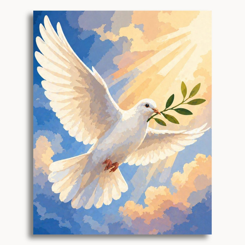 Peace Dove paint by numbers artwork on canvas