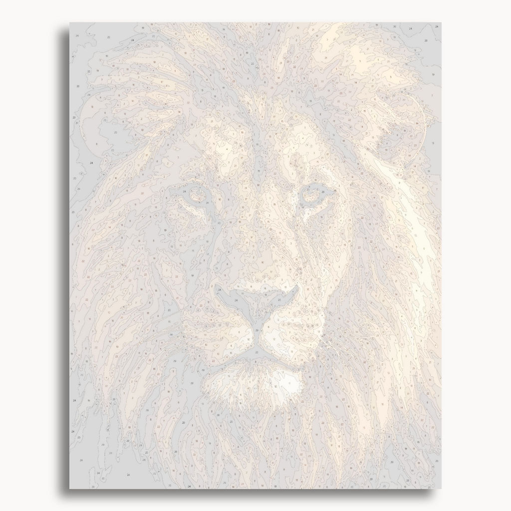 Numbered canvas preview for the Lion Portrait paint by numbers kit