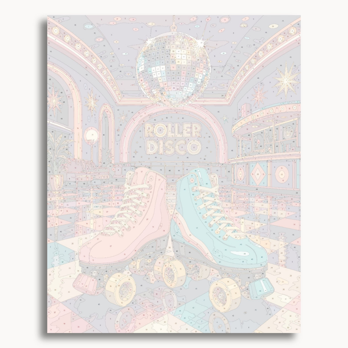 Numbered canvas preview for Roller Disco, showing outlined painting sections and color numbers.