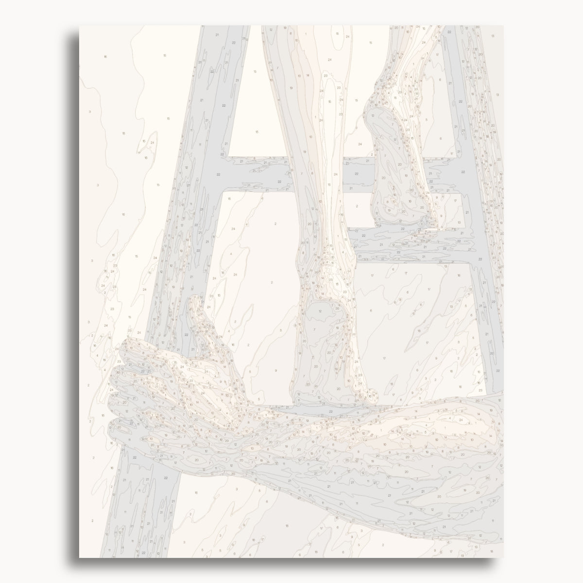 Numbered canvas preview for Climb to Me, showing outlined painting sections and color numbers.