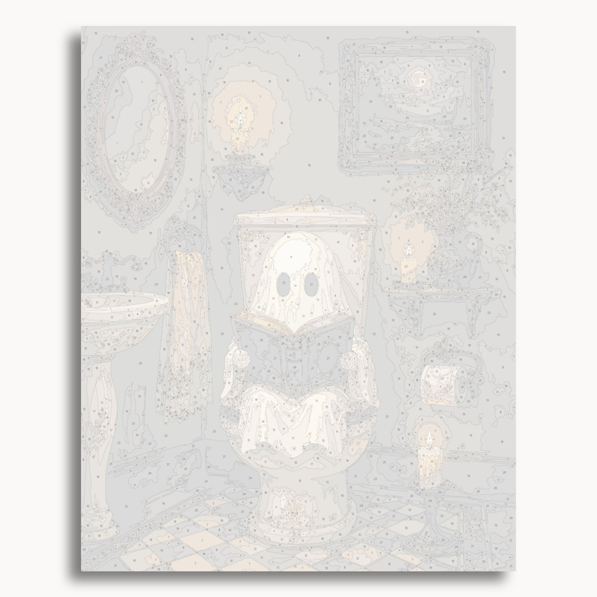 Numbered canvas preview for the Haunted Throne paint by numbers kit
