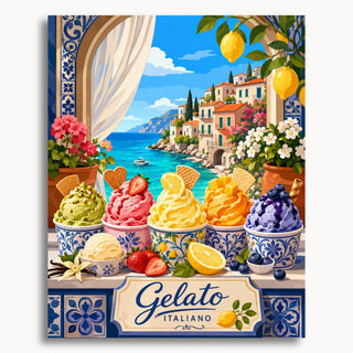 Peinture italienne Gelato par numéros, œuvre d'art sur toile