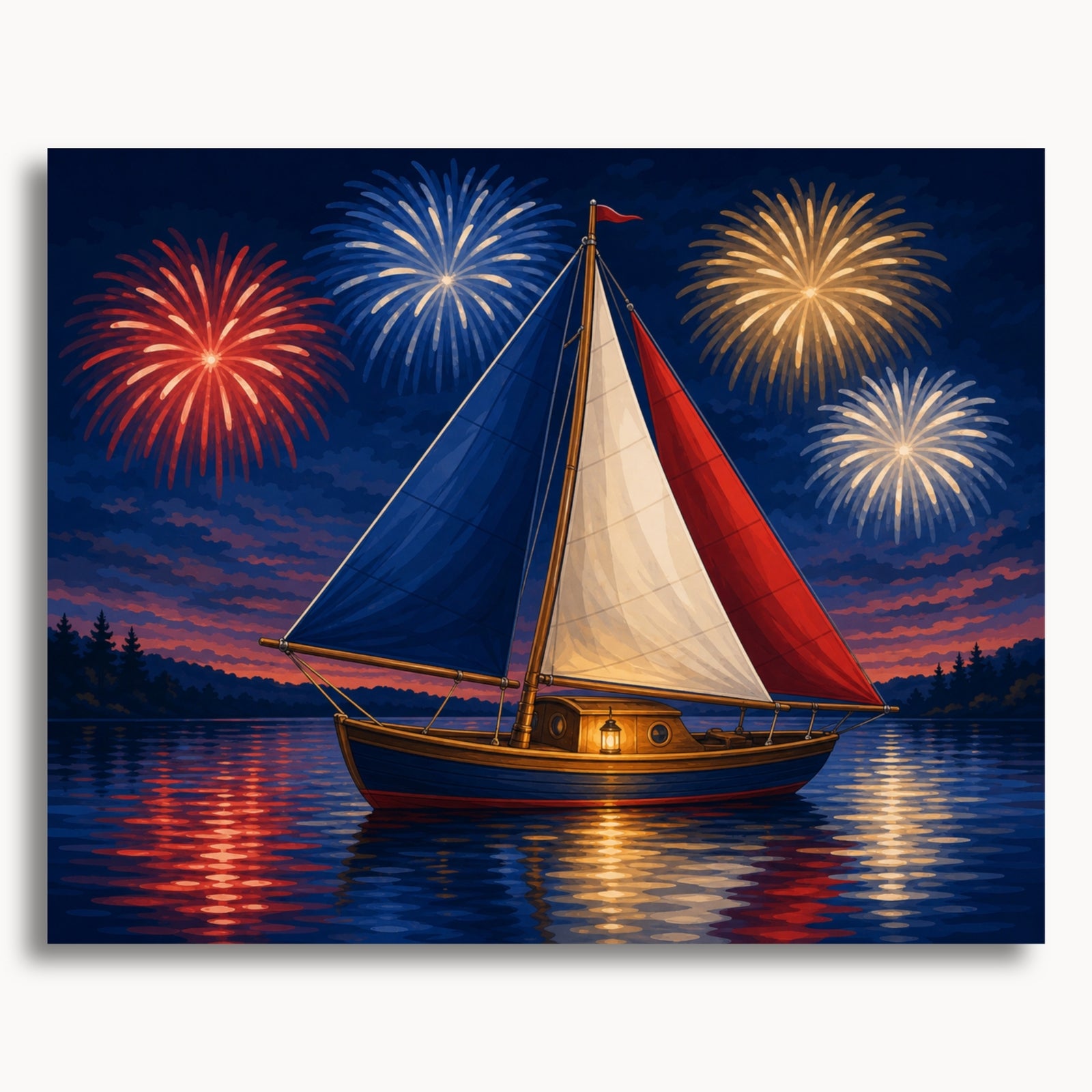 Patriotisches Segelboot