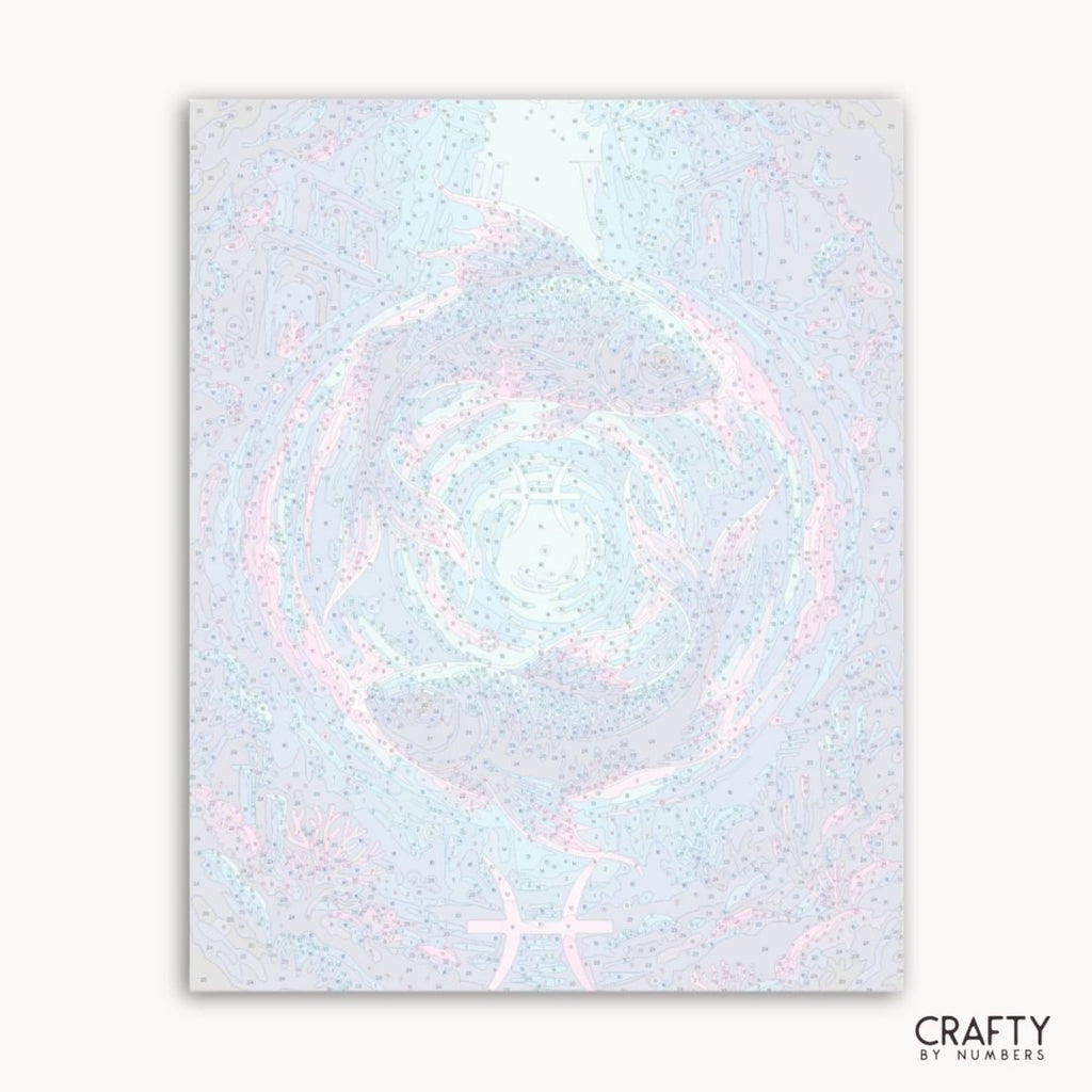 Numbered canvas preview for the Pisces Mystic Depths paint by numbers kit