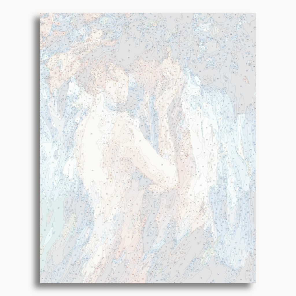 Numbered canvas preview for Breathless, showing outlined painting sections and color numbers.