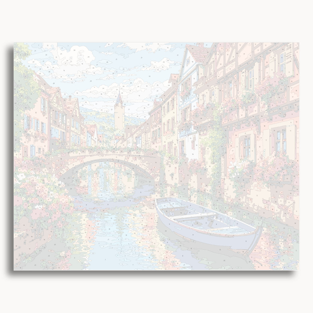 Vista previa de lienzo numerado para el kit de pintura por números Colmar Flower Canal