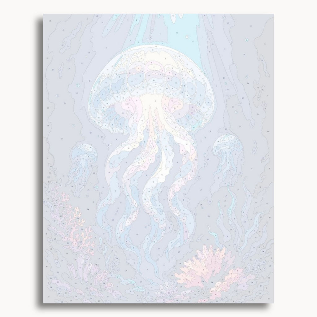 Numbered canvas preview for the Moon Jellyfish paint by numbers kit