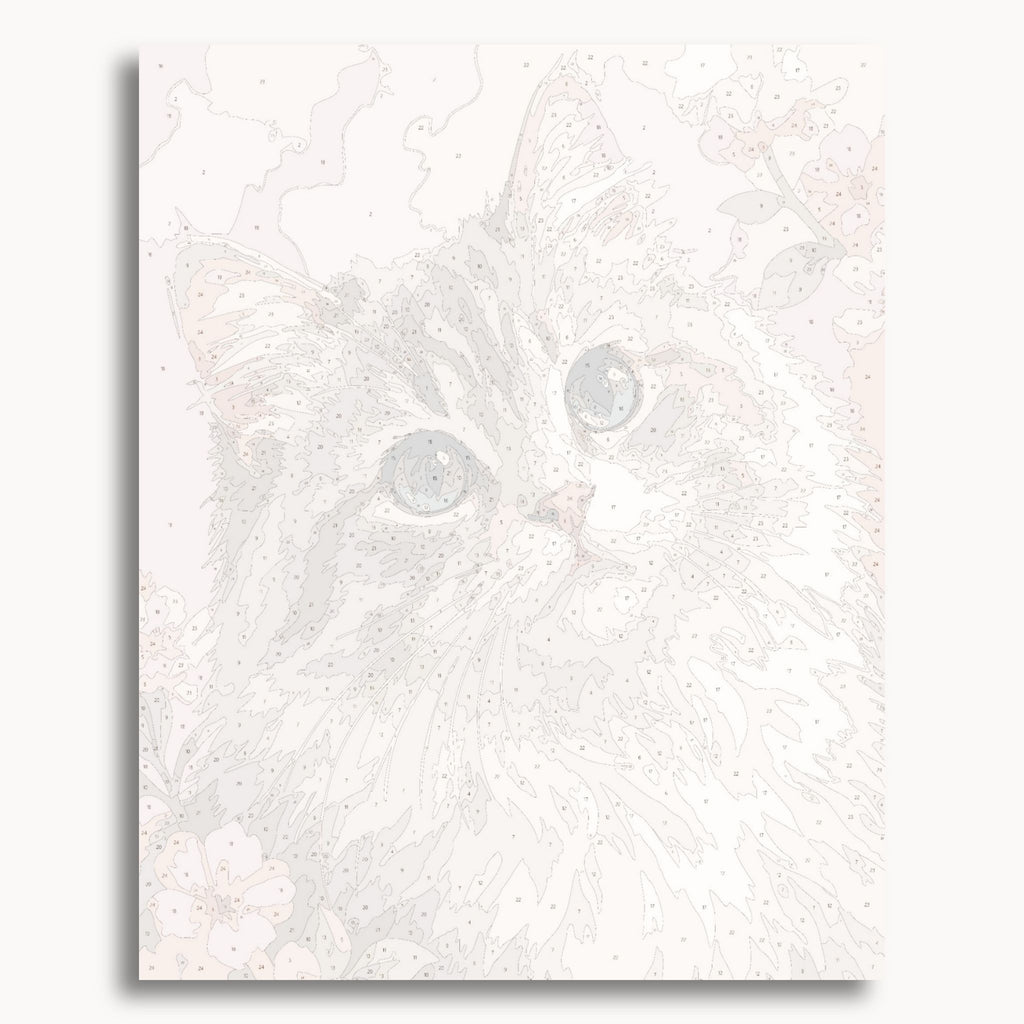 Vorschau der nummerierten Leinwand für das Malen-nach-Zahlen-Set „Cute Kitten“.