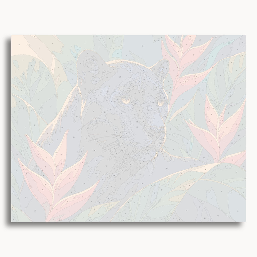Numbered canvas preview for the Tropical Panther paint by numbers kit