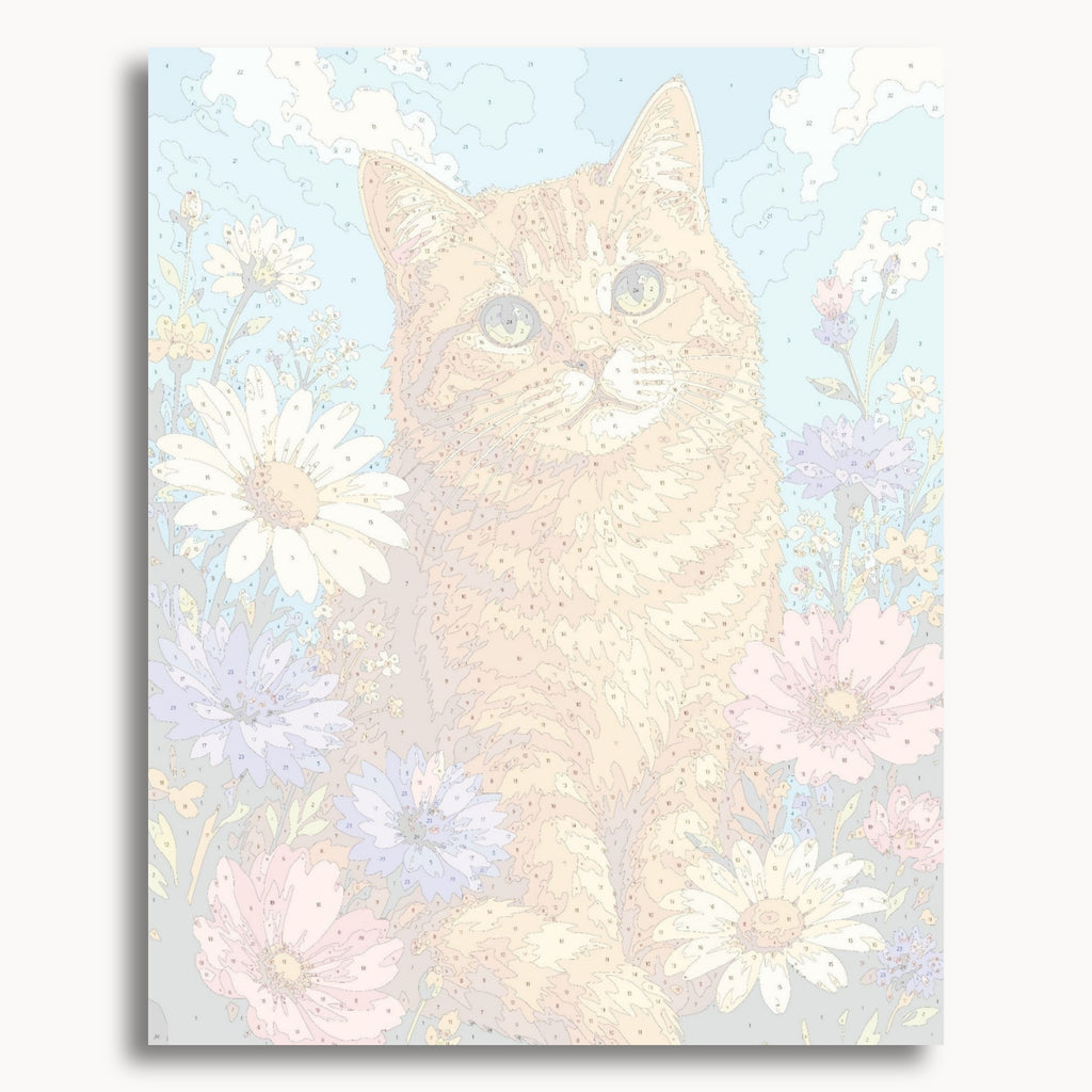 Numbered canvas preview for the Floral Tabby paint by numbers kit