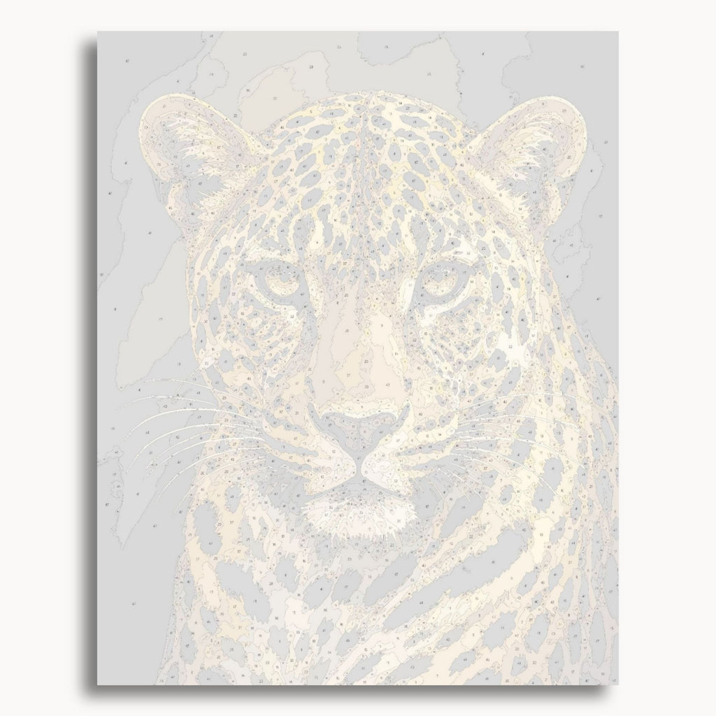 Numbered canvas preview for the Golden Leopard paint by numbers kit