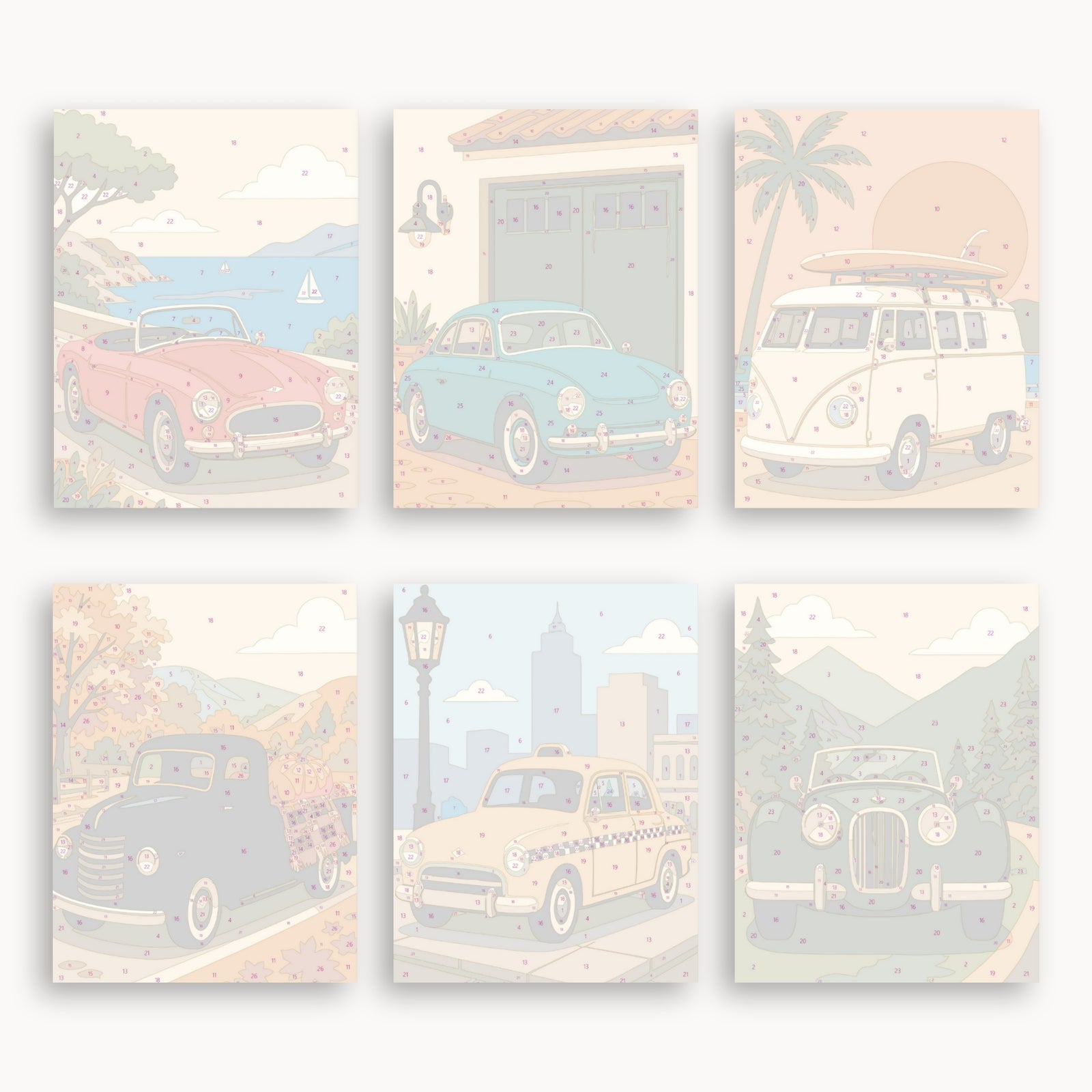 Mini-Malen-nach-Zahlen-Set „Oldtimer“.
