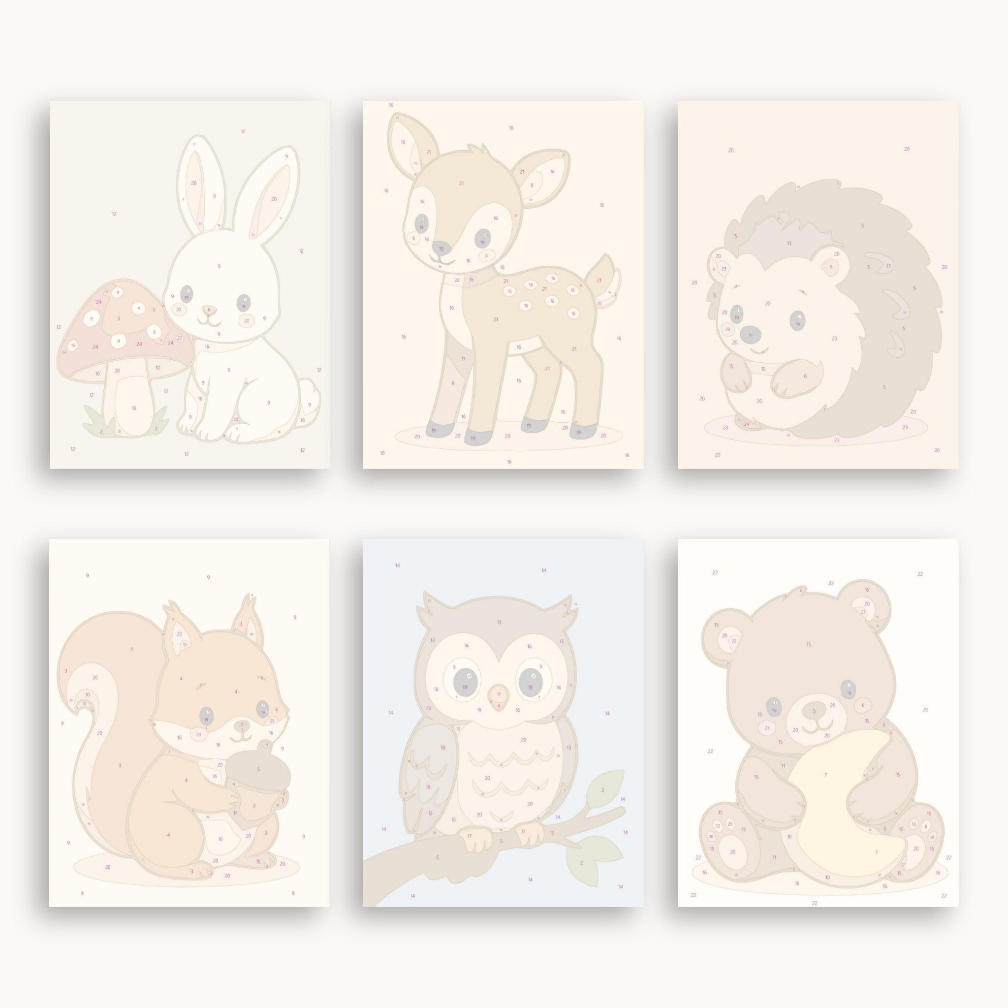 Woodland Animals Mini Paint By Numbers Set