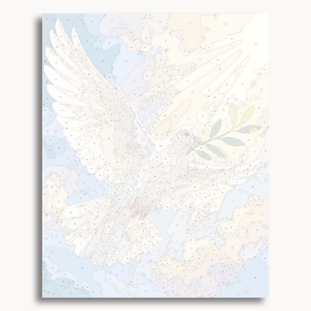Numbered canvas preview for the Peace Dove paint by numbers kit