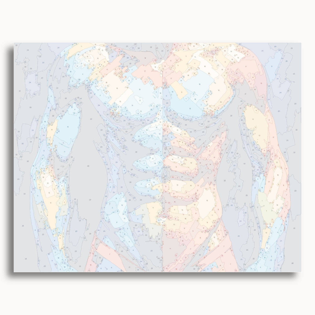 Numbered canvas preview for Body Heat, showing outlined painting sections and color numbers.