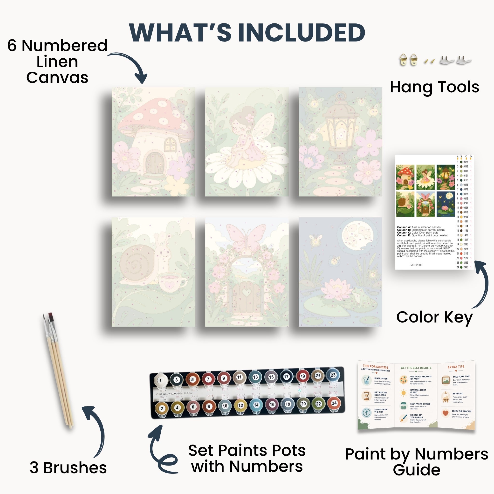 Acebo moderno – Juego de 6 mini pinturas por números