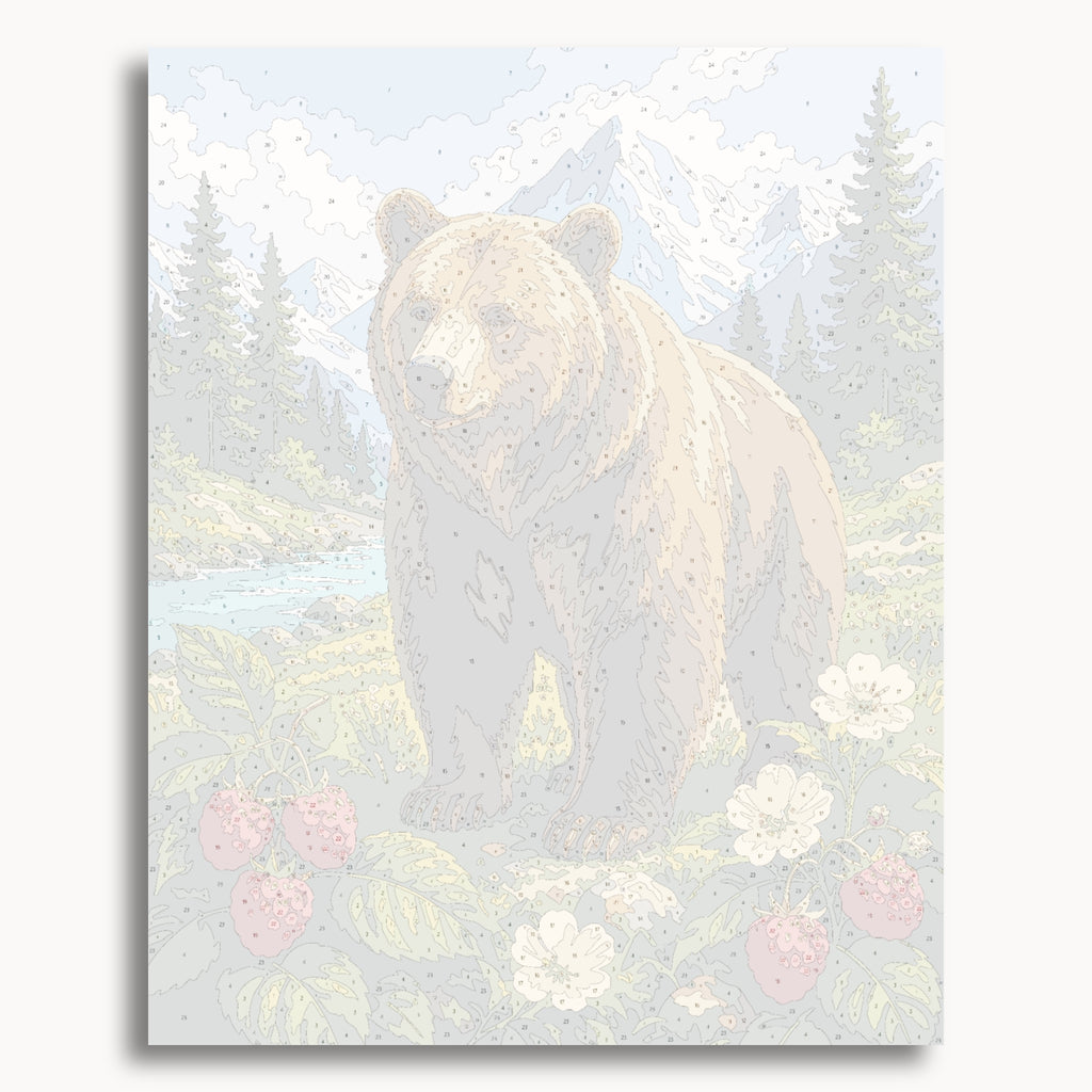 Numbered canvas preview for the Mountain Bear paint by numbers kit