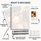 Taste of You kit contents: numbered canvas, paints, three brushes, reference sheet, color key, painting guide and hanging hardware.