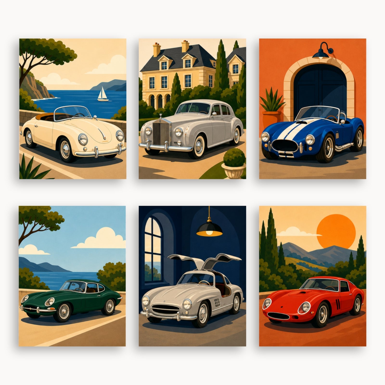 Klassisches Sportwagen-Mini-Malen-nach-Zahlen-Set