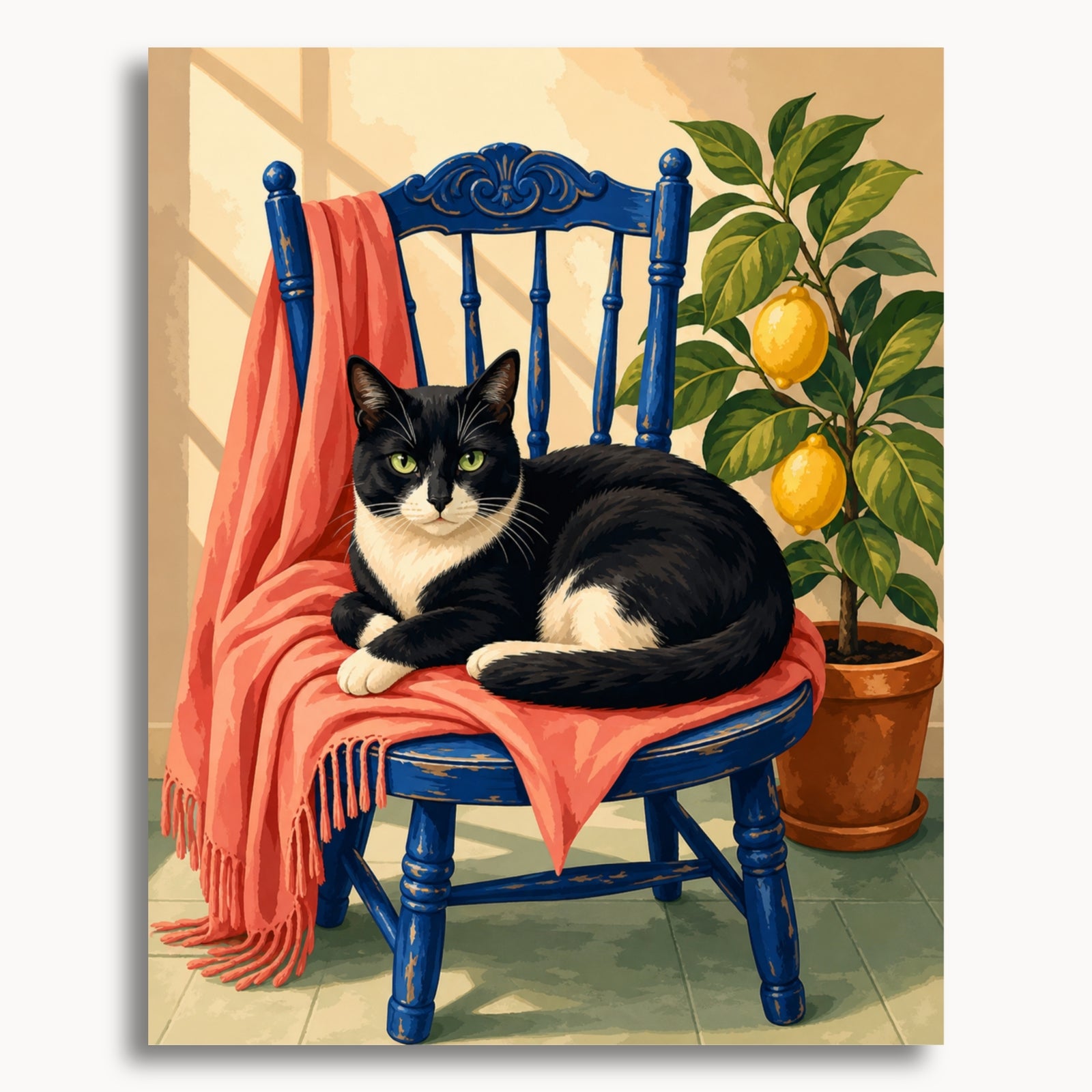 Acogedor gato de esmoquin