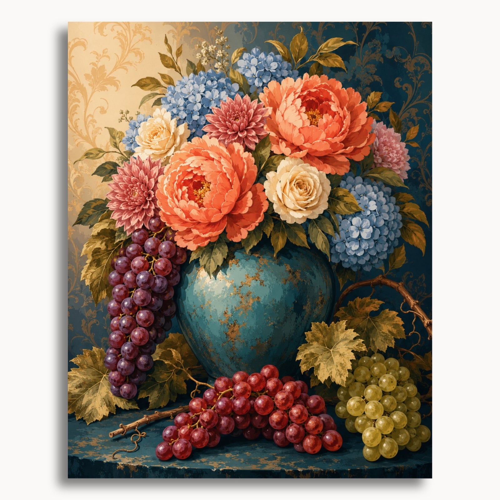 Pivoines et raisins