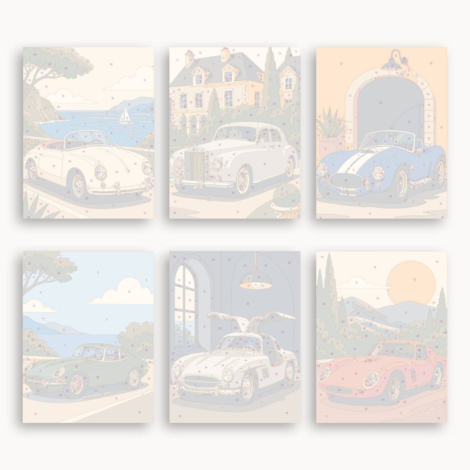 Klassisches Sportwagen-Mini-Malen-nach-Zahlen-Set