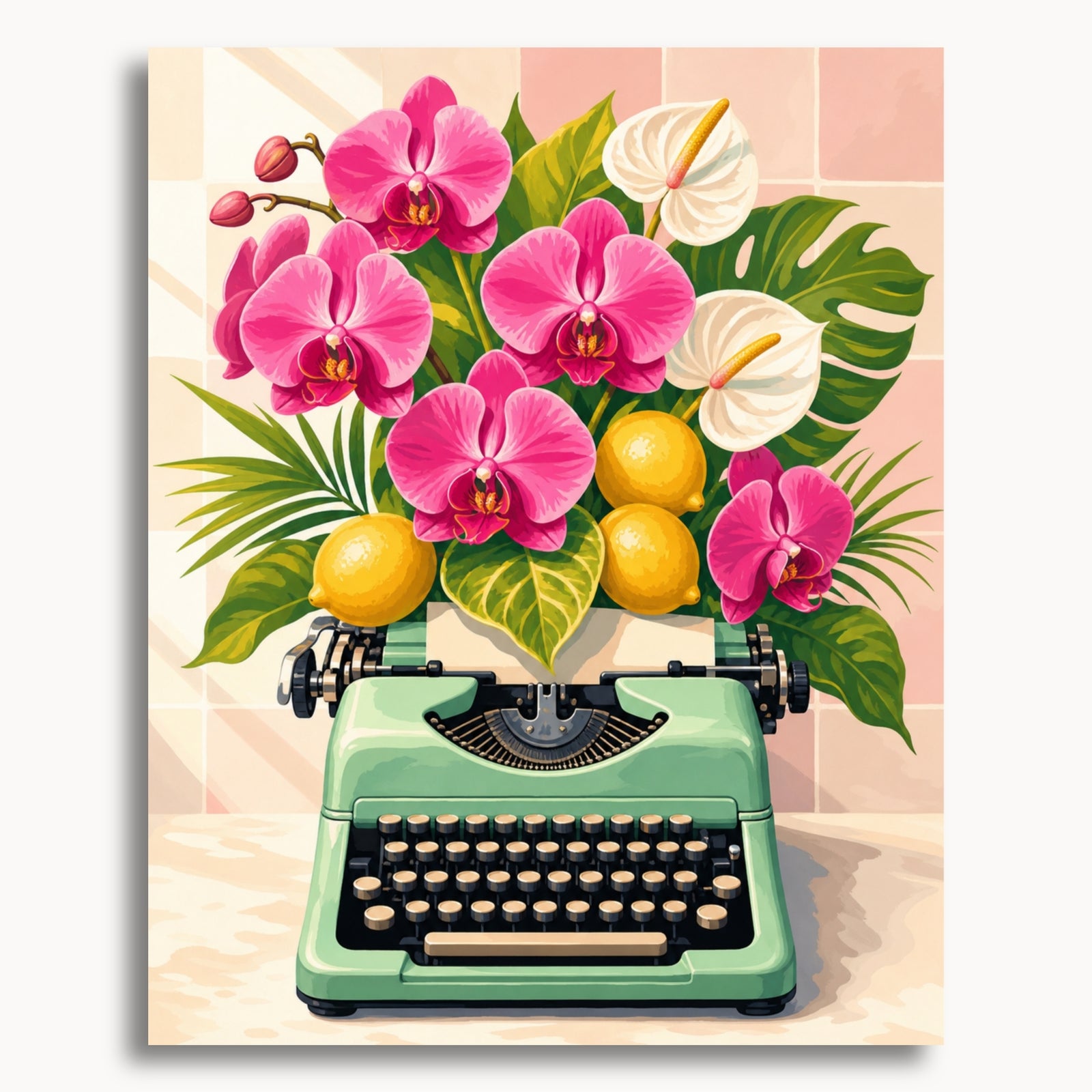 Machine à écrire florale