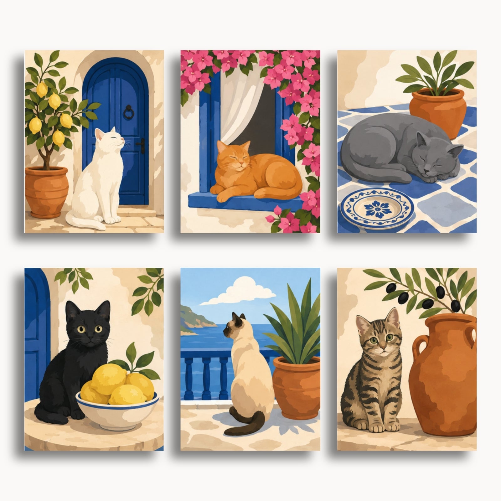 Mediterranean Cats Mini Paint By Numbers Set