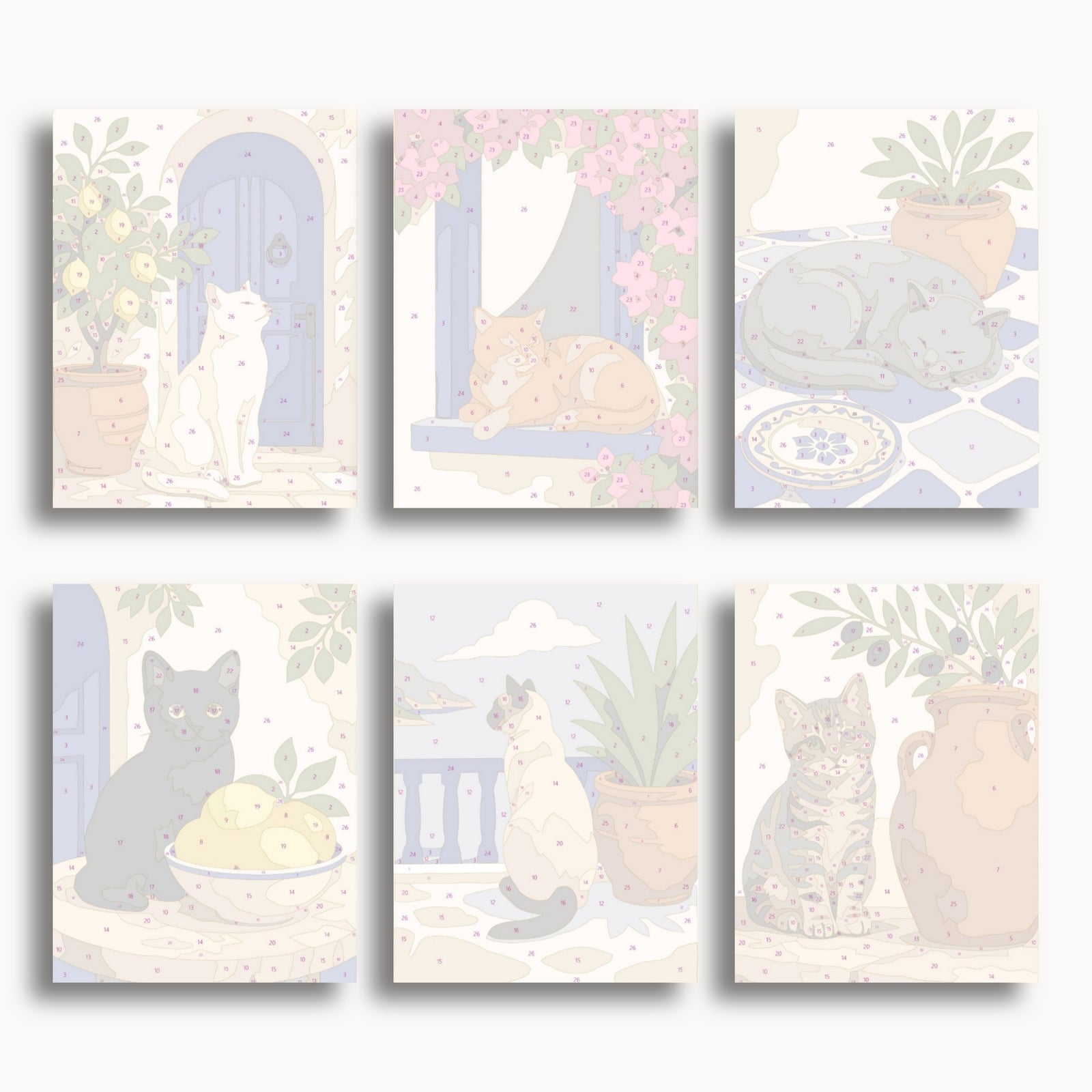 Mediterranean Cats Mini Paint By Numbers Set